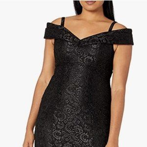 R&M Richards® Off-the-Shoulder Glitter Lace Gown